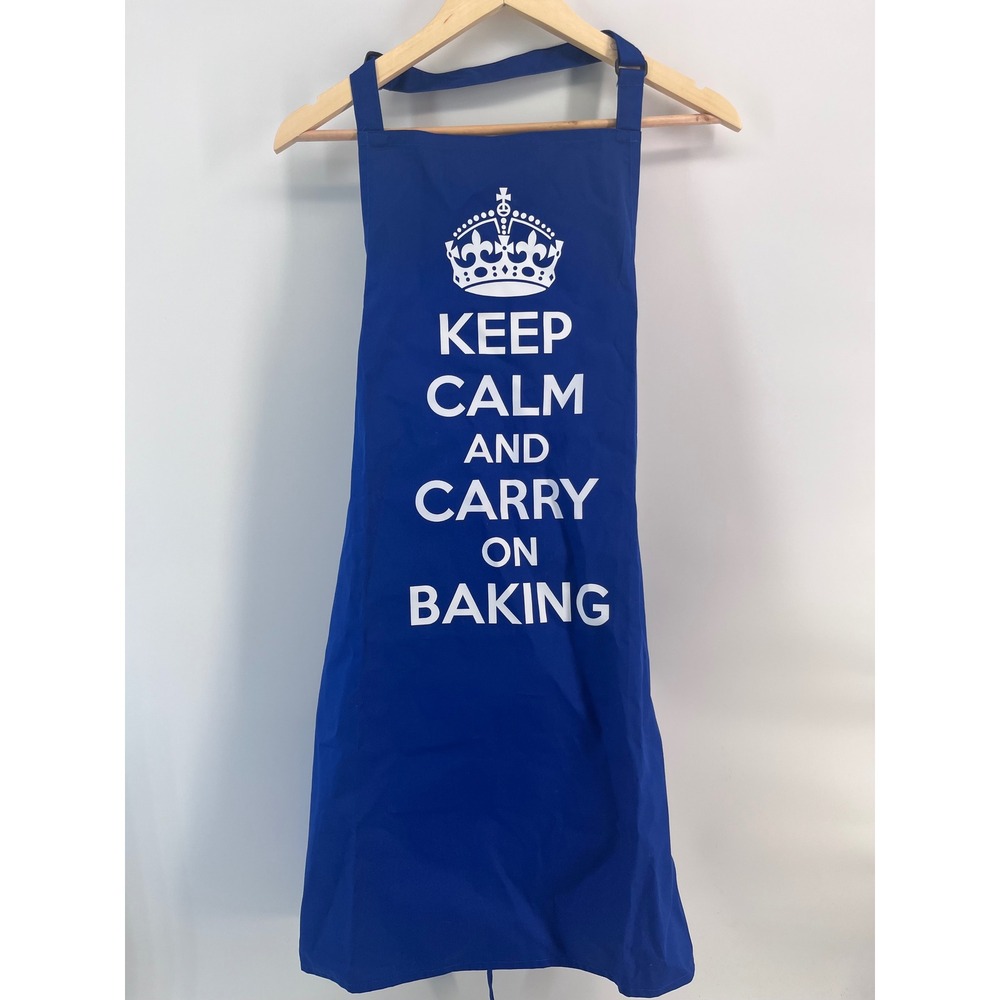 Premier Blue Keep Calm and Carry On Baking Bib Apron Adjustable Neck